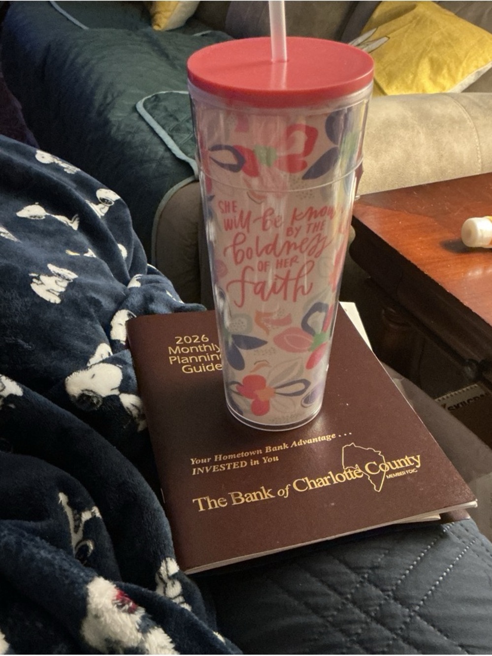 Floral Travel Tumbler with Straw - Pink Lid